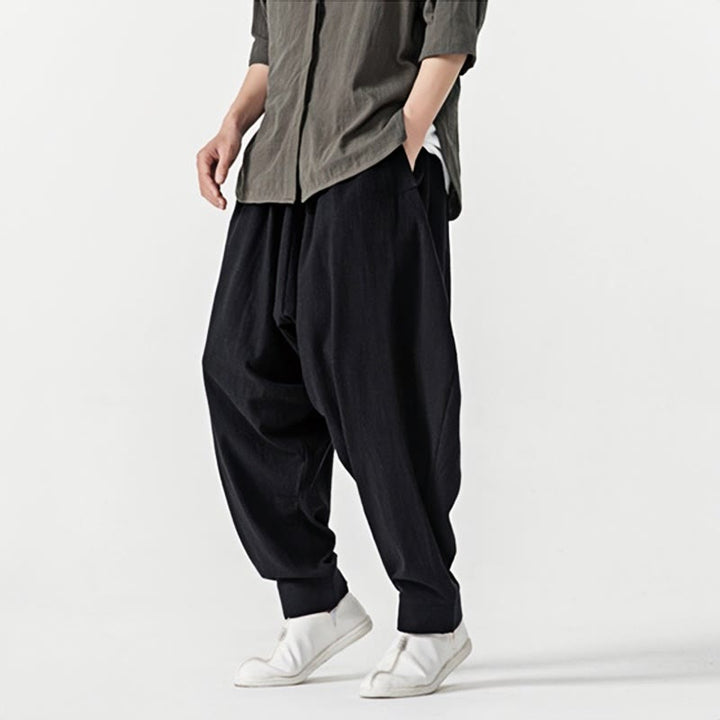 Buddha Stones Solid Color Drawstring Men's Harem Pants With PocketsAnkle-Length (9 Length) - image 14