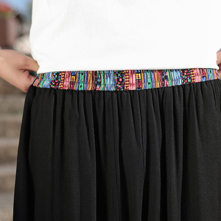 Buddha Stones Simple Patchwork Design Drawstring Soft Cotton Men's Wide Leg Pants With Pockets - image 23