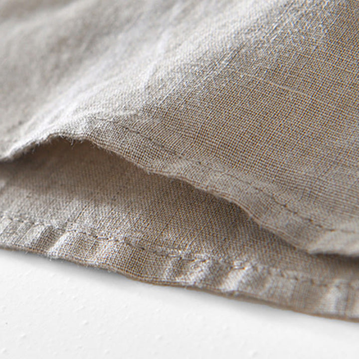 Buddha Stones Half Button Short Sleeve V-neck Ramie Cotton Men's Shirt - image 11