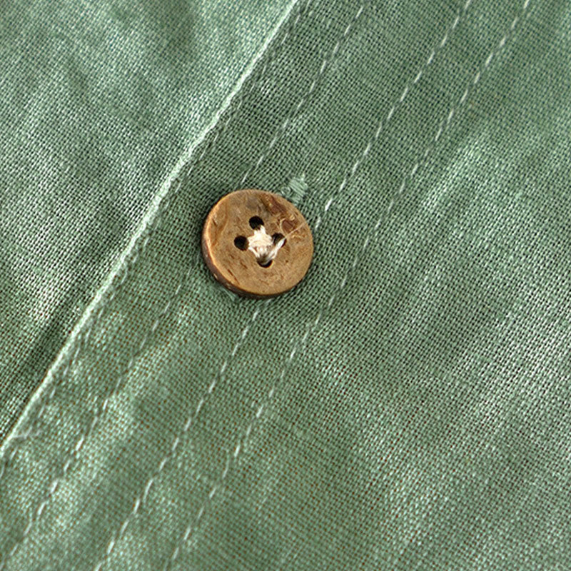 Buddha Stones Summer Stand Collar Short Sleeve Cotton Linen Half Button Men's Shirt - image 3