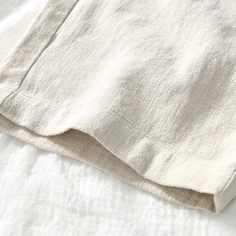 Buddha Stones Drawstring Simple Design 7-8 Length Cotton Linen Men's Pants With Pockets - image 4