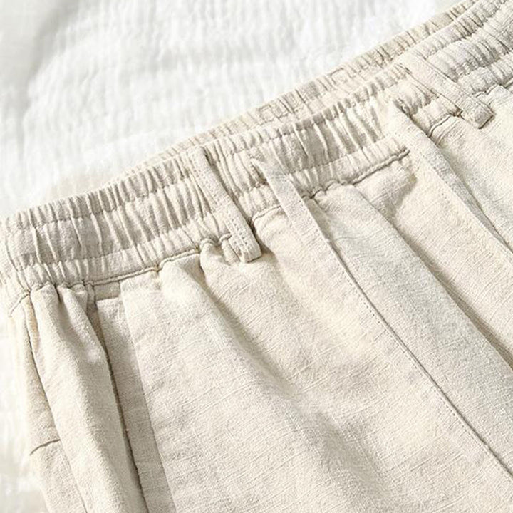 Buddha Stones Drawstring Simple Design 7-8 Length Cotton Linen Men's Pants With Pockets - image 1