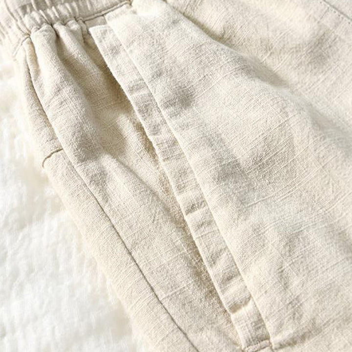 Buddha Stones Drawstring Simple Design 7-8 Length Cotton Linen Men's Pants With Pockets - image 2