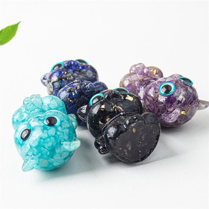 Buddha Stones Cute Cat Lazurite Amethyst Black Obsidian Aquamarine Crystal Resin Positive Home Decoration - image 14