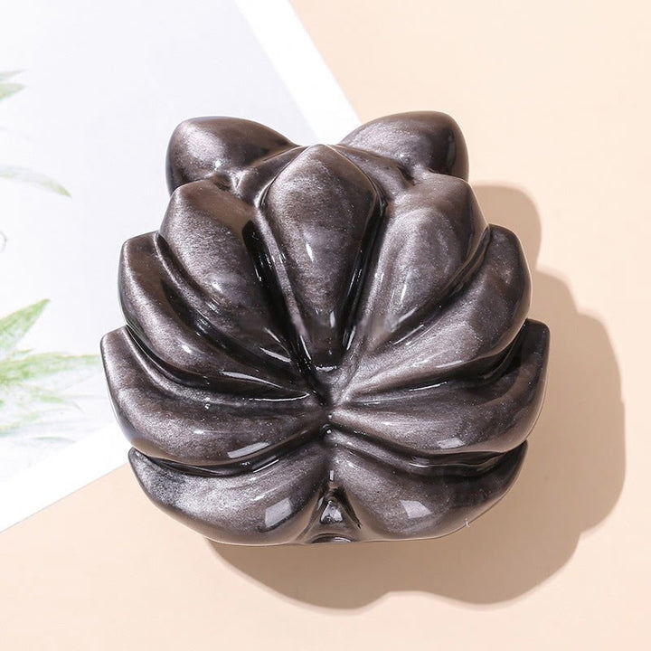 Buddha Stones Natural Silver Sheen Obsidian Nine Tailed Fox Protection Home Decoration - image 2