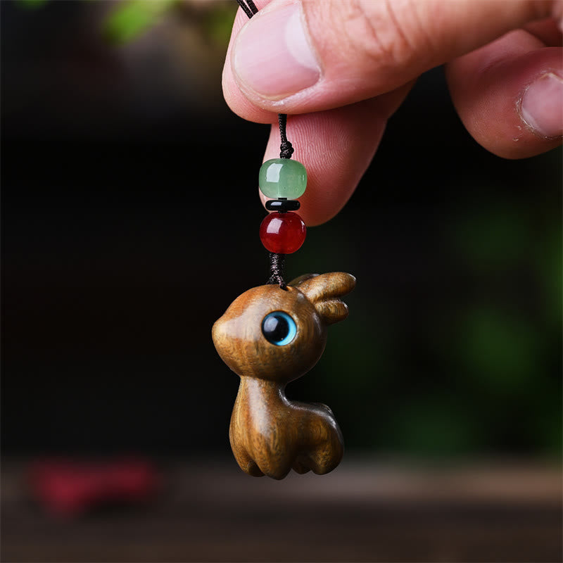 Buddha Stones Small Leaf Red Sandalwood Ebony Wood Sandalwood Green Sandalwood Lucky Mini Cat Deer Sooth Phone Hanging Decoration - Green Sandalwood Deer - image 26
