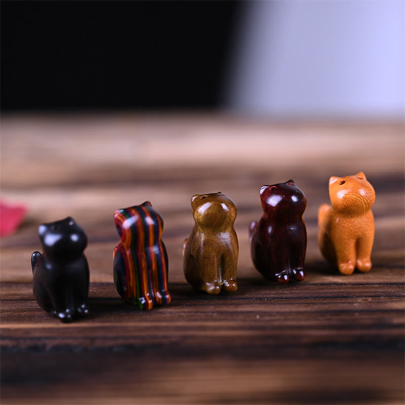Buddha Stones Small Leaf Red Sandalwood Ebony Wood Sandalwood Green Sandalwood Lucky Mini Cat Deer Sooth Phone Hanging Decoration - image 3