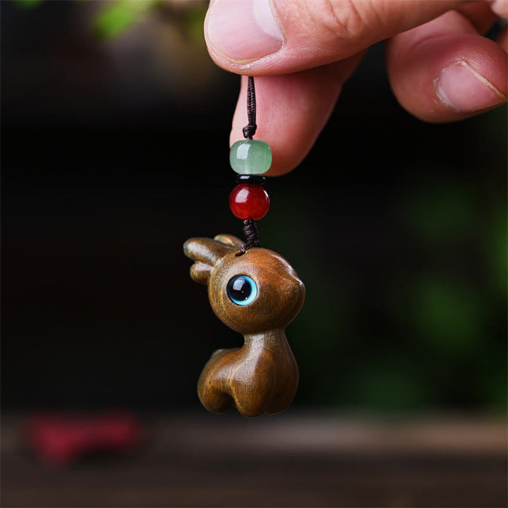 Buddha Stones Small Leaf Red Sandalwood Ebony Wood Sandalwood Green Sandalwood Lucky Mini Cat Deer Sooth Phone Hanging Decoration - image 27