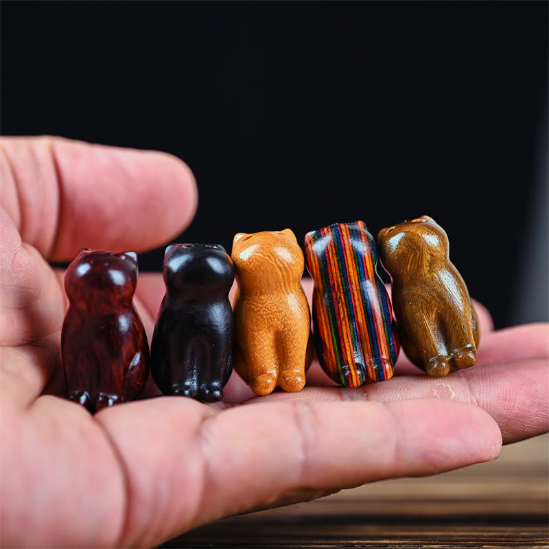 Buddha Stones Small Leaf Red Sandalwood Ebony Wood Sandalwood Green Sandalwood Lucky Mini Cat Deer Sooth Phone Hanging Decoration - image 5