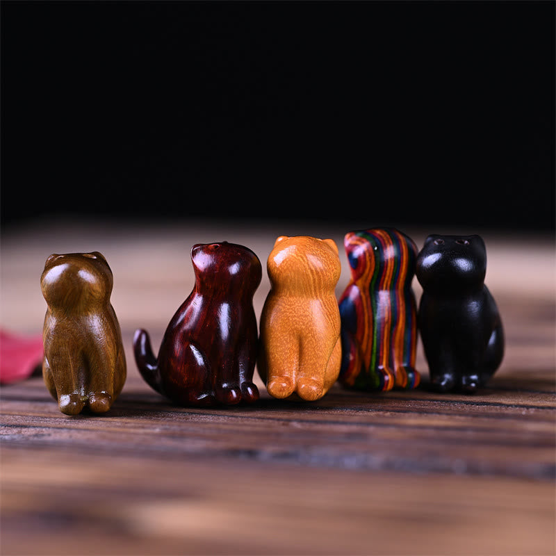 Buddha Stones Small Leaf Red Sandalwood Ebony Wood Sandalwood Green Sandalwood Lucky Mini Cat Deer Sooth Phone Hanging Decoration - image 0