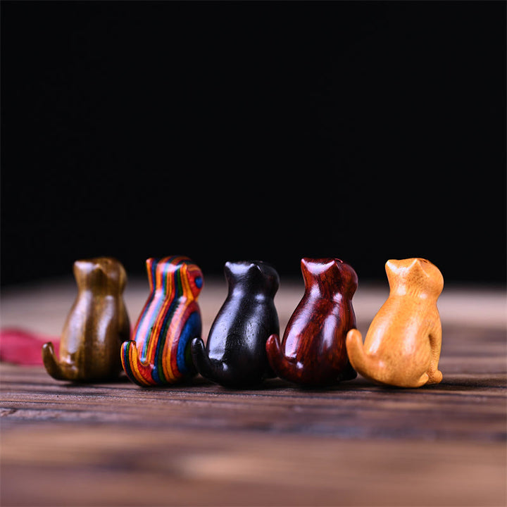 Buddha Stones Small Leaf Red Sandalwood Ebony Wood Sandalwood Green Sandalwood Lucky Mini Cat Deer Sooth Phone Hanging Decoration - image 4