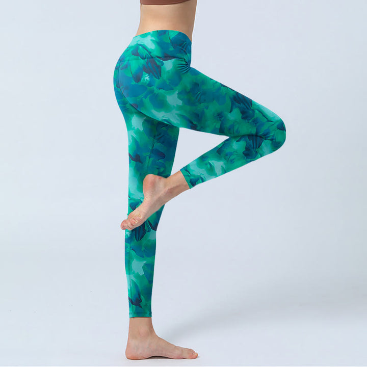 Buddha Stones Floral Print Gym Leggings Women's Yoga Pants - image 4
