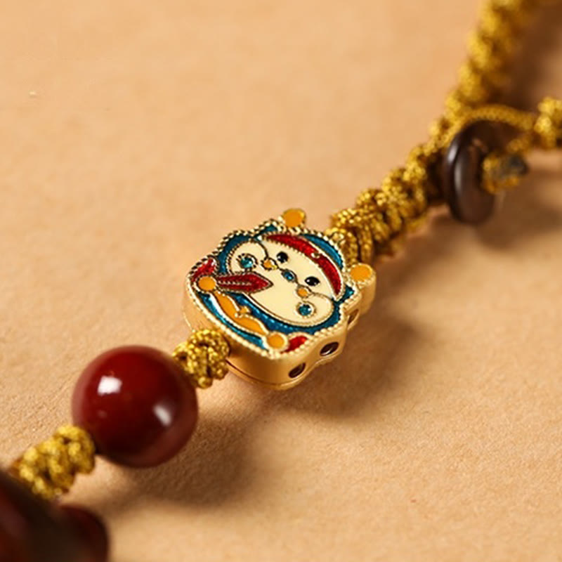 Buddha Stones Small Leaf Red Sandalwood Green Sandalwood Sandalwood Lucky Cat Protection Key Chain Phone Hanging Decoration - image 7