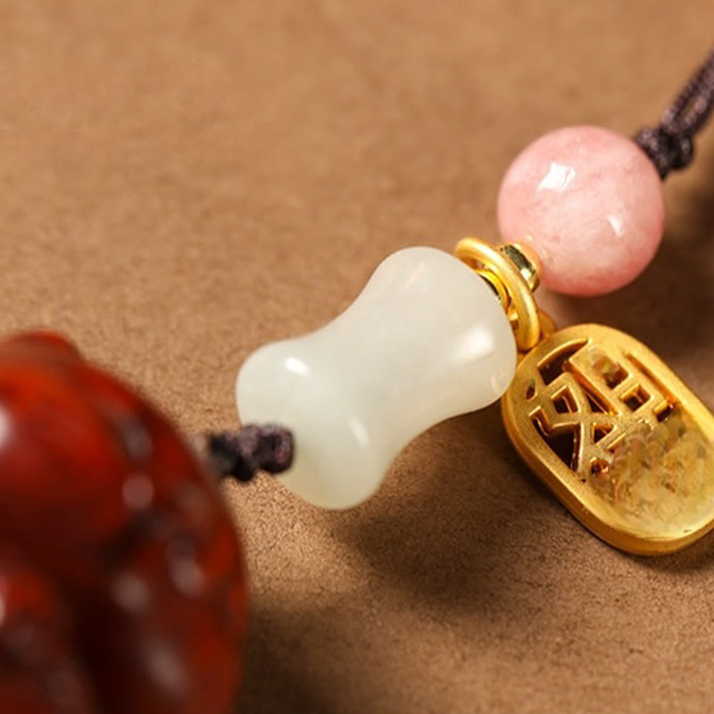 Buddha Stones Small Leaf Red Sandalwood Green Sandalwood Sandalwood Lucky Cat Protection Key Chain Phone Hanging Decoration - image 11