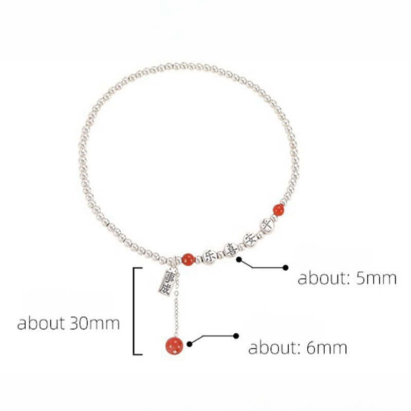 Buddha Stones 925 Sterling Silver Small Beads Red Agate Peace And Joy Blessing Anklet - image 13