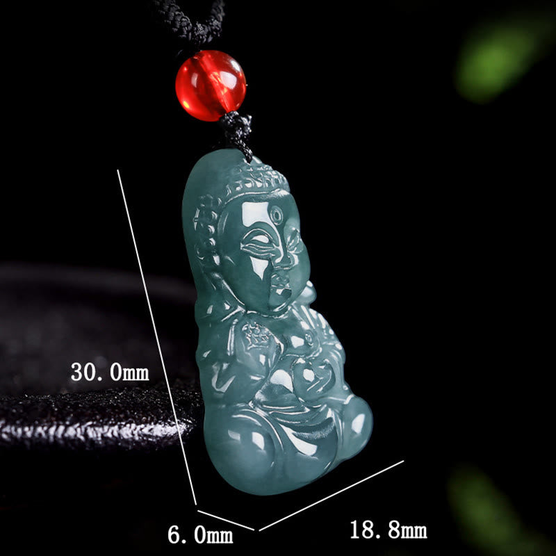 Buddha Stones Jade Baobao Buddha Prosperity Necklace Pendant - image 6