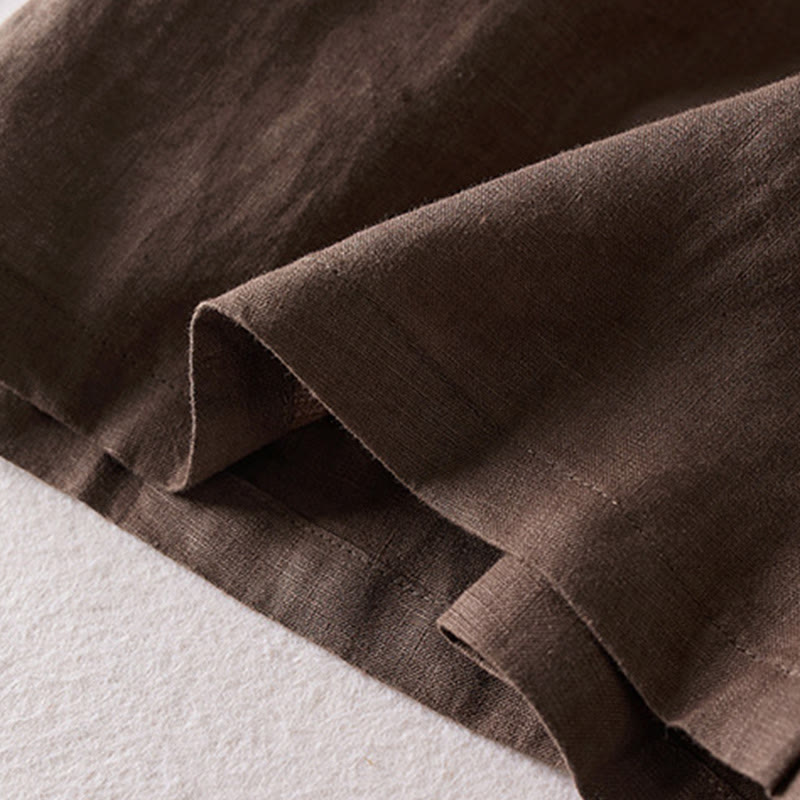 Buddha Stones Summer Daily Simple Wrinkle Design Cotton Linen Women's Shorts With Pockets - image 27