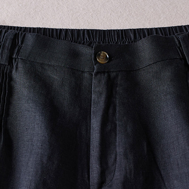 Buddha Stones Summer Daily Simple Wrinkle Design Cotton Linen Women's Shorts With Pockets - image 9