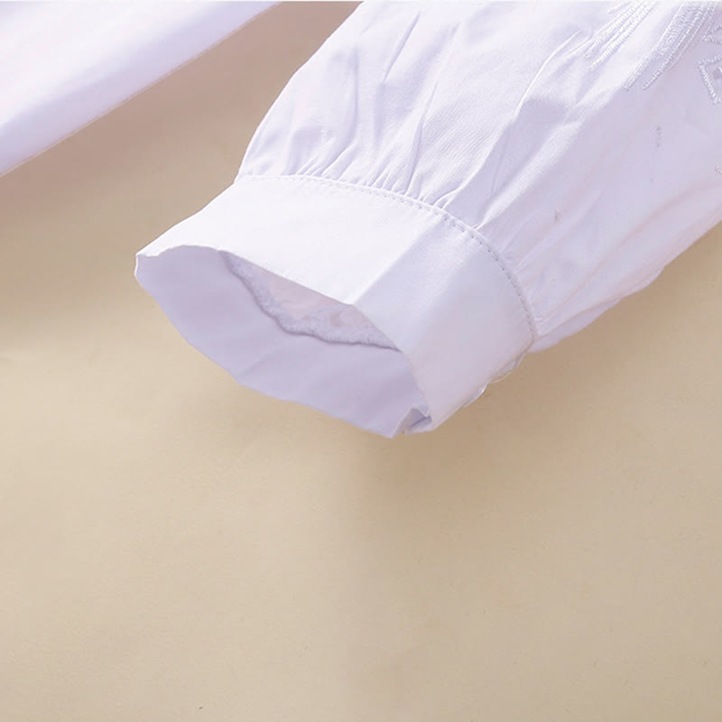 Buddha Stones Casual Embroidery Flower Hole Design Three Quarter Sleeve Cotton Linen Women's Shirt - image 15