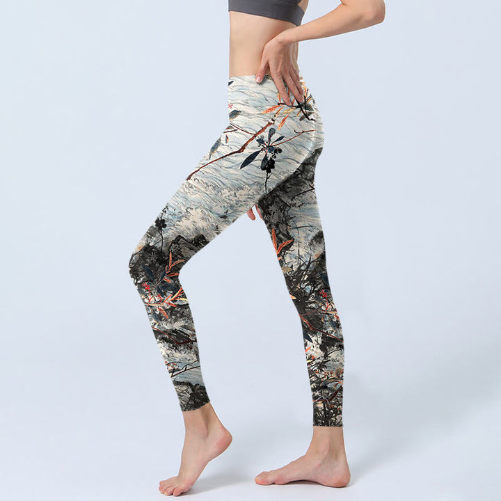Buddha Stones Waves Rocks Trees Print Gym Fitness Leggings Women's Yoga Pants - image 2