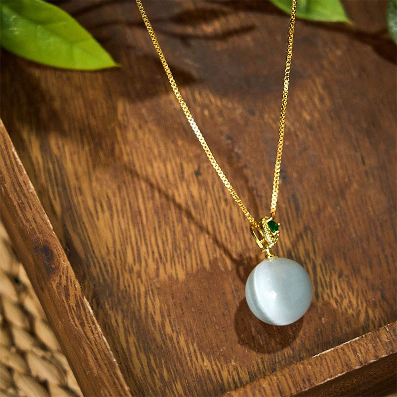 Buddha Stones Cat's Eye Round Ball Confidence Necklace Pendant - image 21