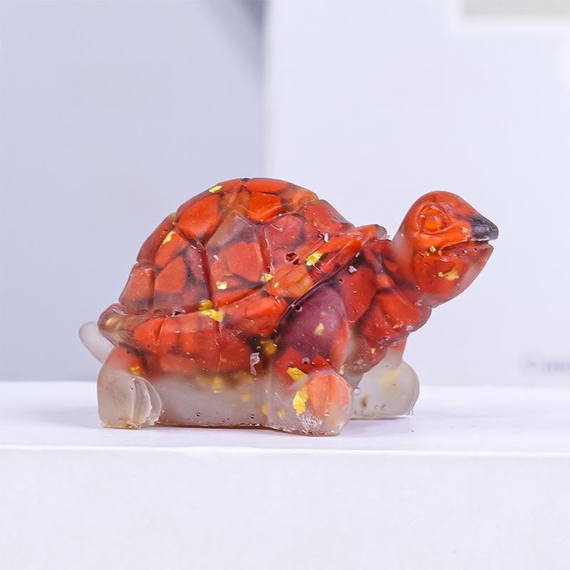 Buddha Stones Natural Crystal Gravel Drip Resin Small Turtle Decoration Statue - Red Jasper - image 10