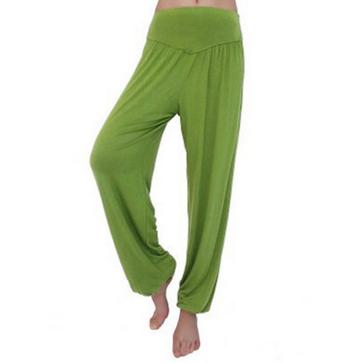 Buddha Stones Solid Color Modal Yoga Dance Long Harem Pants - Army Green - US14,UK/AU18,EU46 (3XL) - image 8