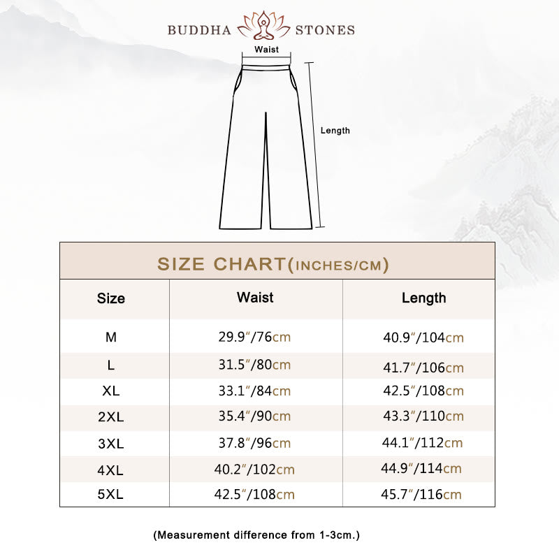 Buddha Stones Solid Color Cotton Linen Men's Wide Leg Pants With Pockets - image 2