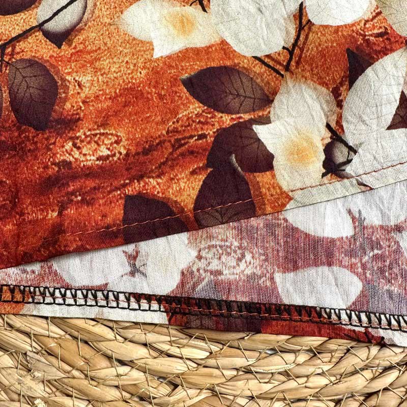 Buddha Stones Casual Printed Leaf Plants Women's Crew Neck Design Half Sleeve Polyester T-shirt - image 2