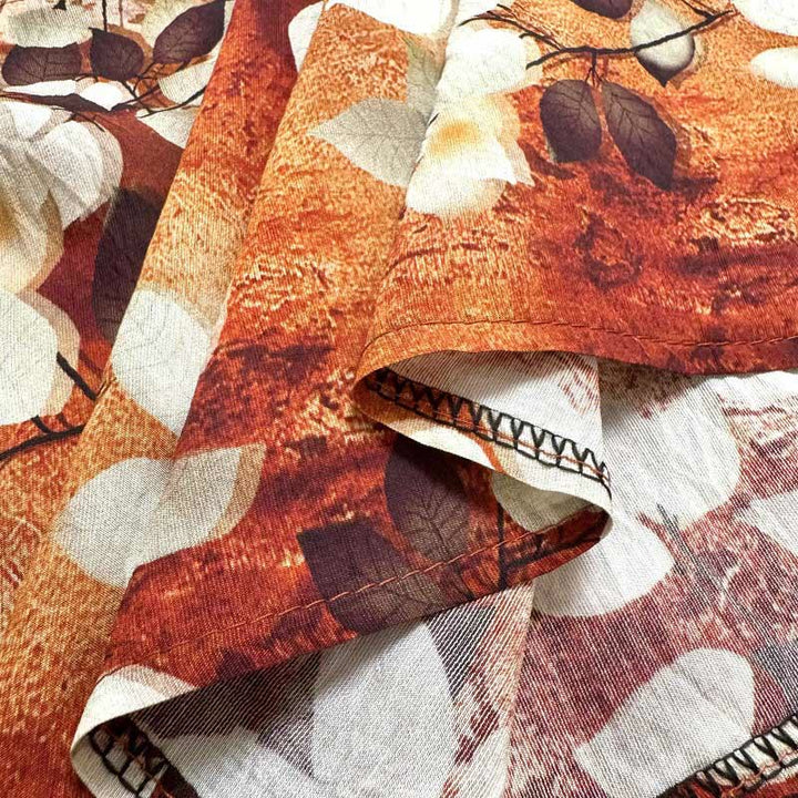 Buddha Stones Casual Printed Leaf Plants Women's Crew Neck Design Half Sleeve Polyester T-shirt - image 3