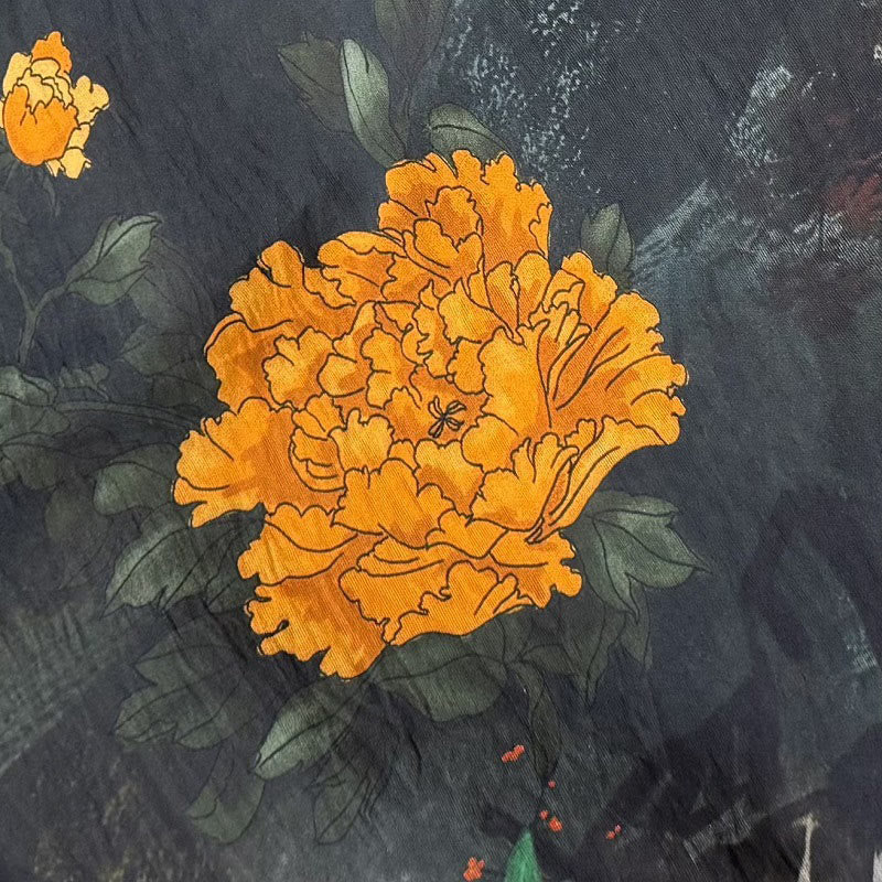 Buddha Stones Casual Printed Auspicious Clouds Various Petals Women's Crew Neck Design Half Sleeve Polyester T-shirt - image 5