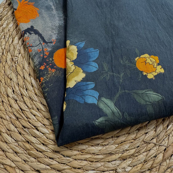 Buddha Stones Casual Printed Auspicious Clouds Various Petals Women's Crew Neck Design Half Sleeve Polyester T-shirt - image 3