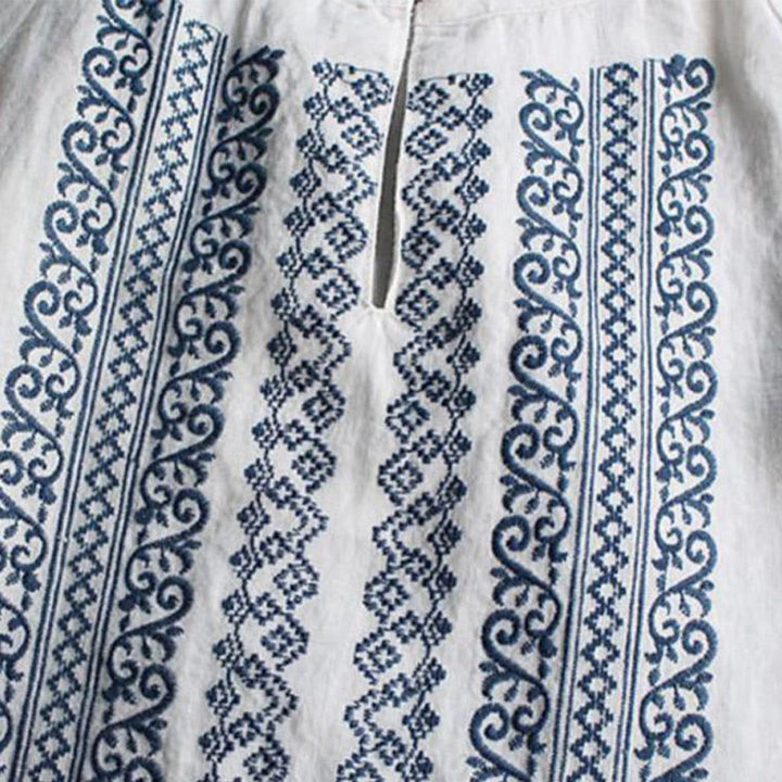 Buddha Stones Ethnic Embroidery Bohemian Pattern Long Sleeve Crew Neck Women's Shirt - image 3