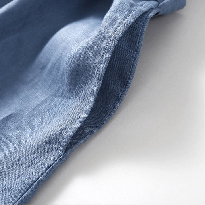 Buddha Stones Summer Lace-up Plain Short Sleeve Cotton Midi Dress With Pockets - image 12