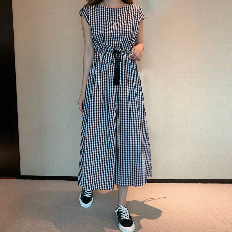 Buddha Stones Casual Eastic Waist Drawstring Design Short Sleeve Cotton Linen Midi Dress - Gray - US8-10,UK/AU12-14,EU40-42 (2XL) - image 24