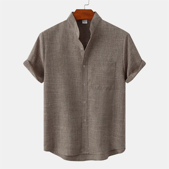 Buddha Stones Summer Men's Button Plain Short Sleeve Cotton Shirt With Pocket - DarkKhaki - US/UK/AU42,EU52 (3XL) - image 35