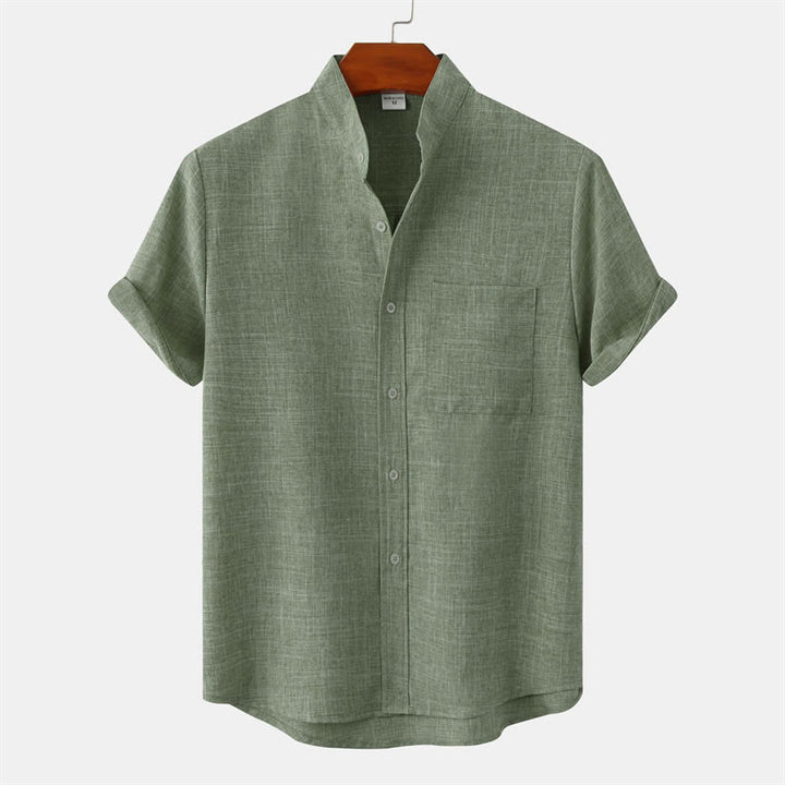 Buddha Stones Summer Men's Button Plain Short Sleeve Cotton Shirt With Pocket - DarkSeaGreen - US/UK/AU42,EU52 (3XL) - image 0