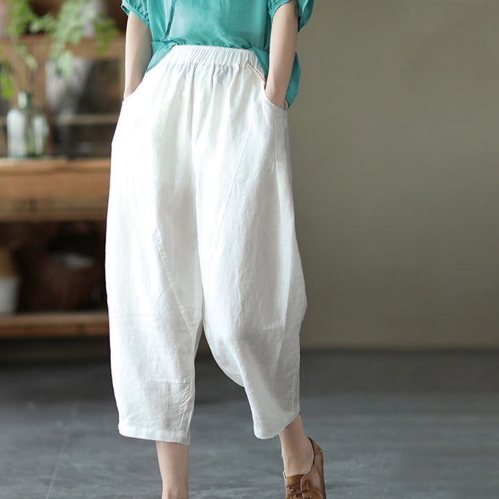 Buddha Stones Summer Casual Splicing Plain Design Women's Harem Pants With Pockets - image 13