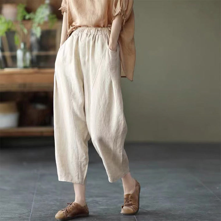 Buddha Stones Summer Casual Splicing Plain Design Women's Harem Pants With Pockets - Beige - US8-10,UK/AU12-14,EU40-42 (2XL) - image 22
