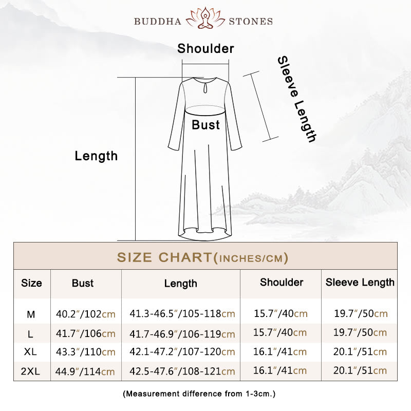 Buddha Stones 2Pcs Solid Color Midi Dress Wide Leg Pants Meditation Spiritual Zen Practice Yoga Dance Clothing - image 5