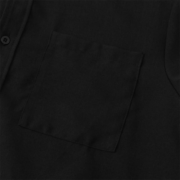 Buddha Stones Summer Men's Button Plain Short Sleeve Cotton Shirt With Pocket - image 12