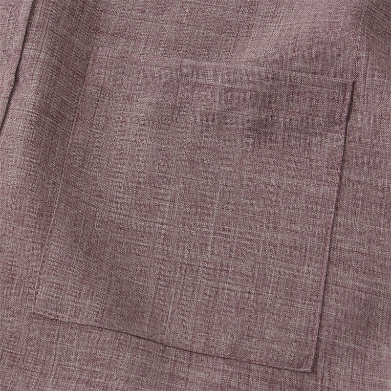 Buddha Stones Summer Men's Button Plain Short Sleeve Cotton Shirt With Pocket - image 18