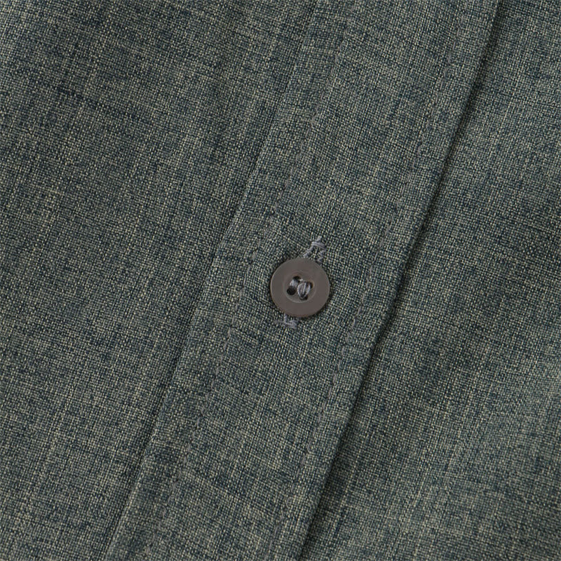 Buddha Stones Summer Men's Button Plain Short Sleeve Cotton Shirt With Pocket - image 32