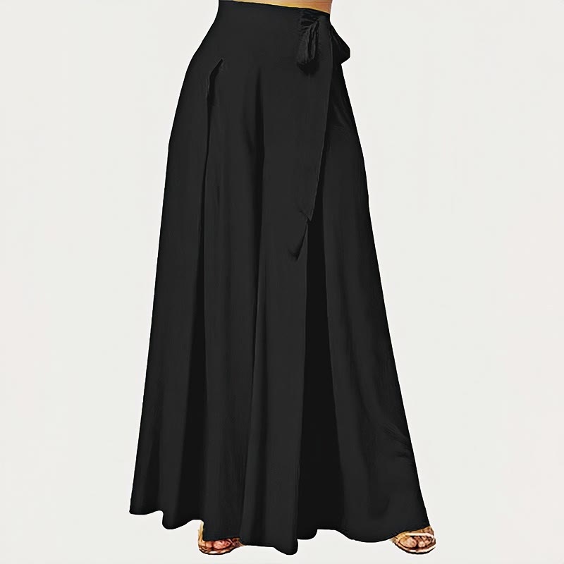 Buddha Stones Spring Casual Retro Plain Drawstring Women's Wide Leg Pants With Pockets - Black - US14,UK/AU18,EU46 (2XL) - image 7