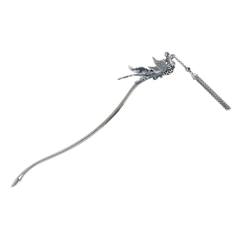 Buddha Stones 925 Sterling Silver Phoenix Tassels Protection Hairpin - image 10