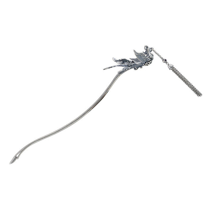 Buddha Stones 925 Sterling Silver Phoenix Tassels Protection Hairpin - image 10