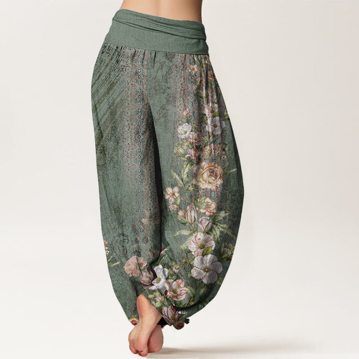 Buddha Stones Ethnic Floral Ethnic Totem Pattern Women's Elastic Waist Harem Pants - image 1