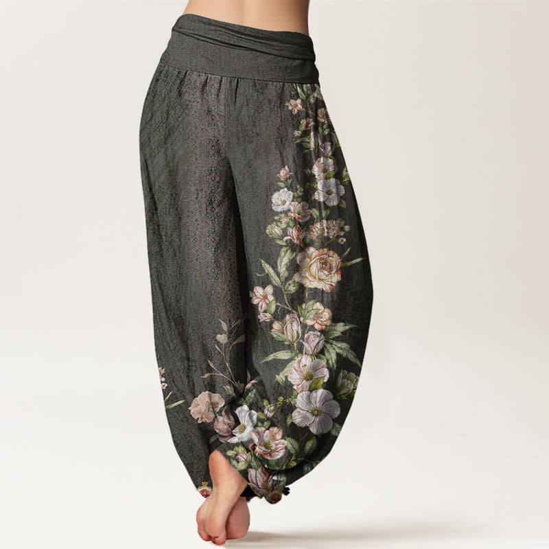 Buddha Stones Ethnic Floral Ethnic Totem Pattern Women's Elastic Waist Harem Pants - image 8