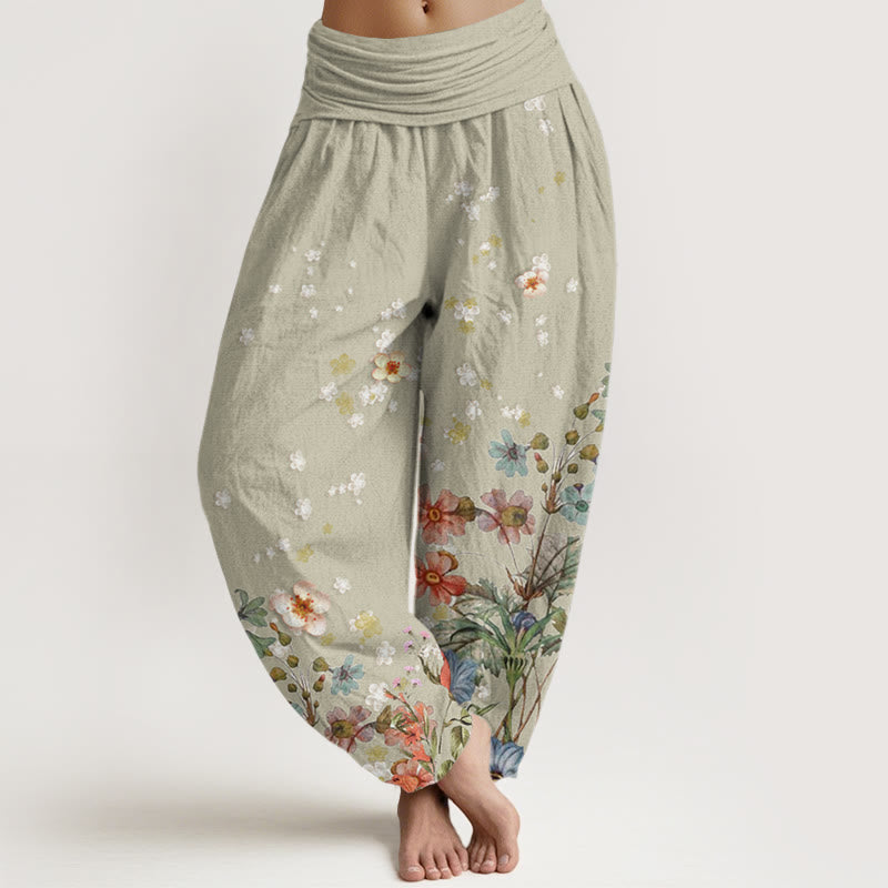 Buddha Stones Various Flowers Pattern Women's Elastic Waist Harem Pants - DarkSeaGreen - US22,UK/AU26,EU54 (6XL) - image 4