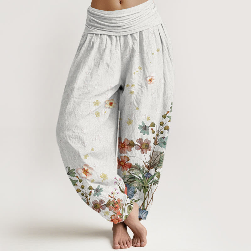 Buddha Stones Various Flowers Pattern Women's Elastic Waist Harem Pants - WhiteSmoke - US22,UK/AU26,EU54 (6XL) - image 7